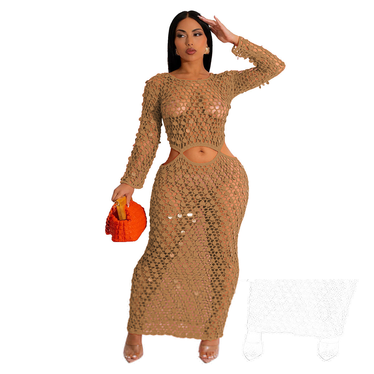 "Beach Baddie" Knitted Cutout Sequin Beach Dress/Coverup