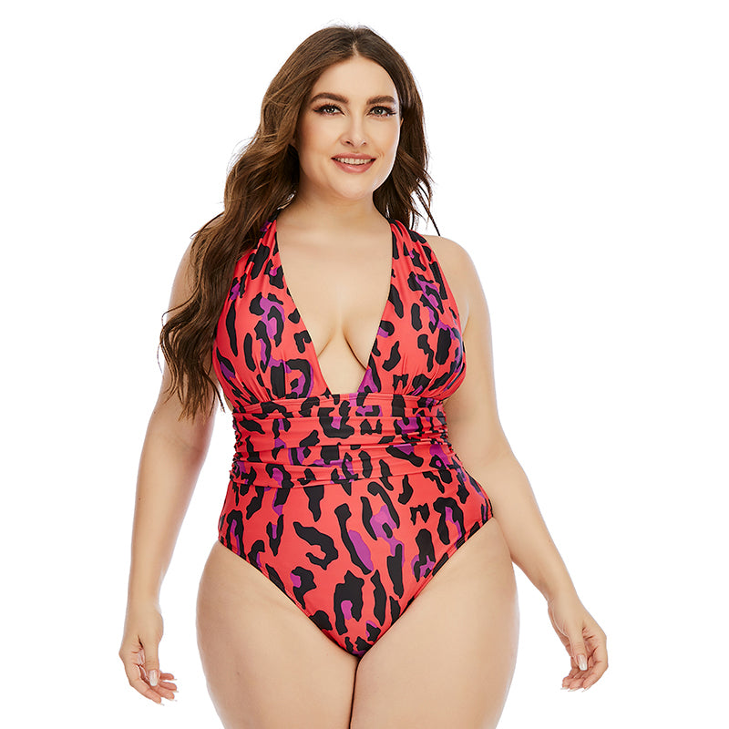 "Kitty" Plus Size Leopard Print One-Piece Swimsuit