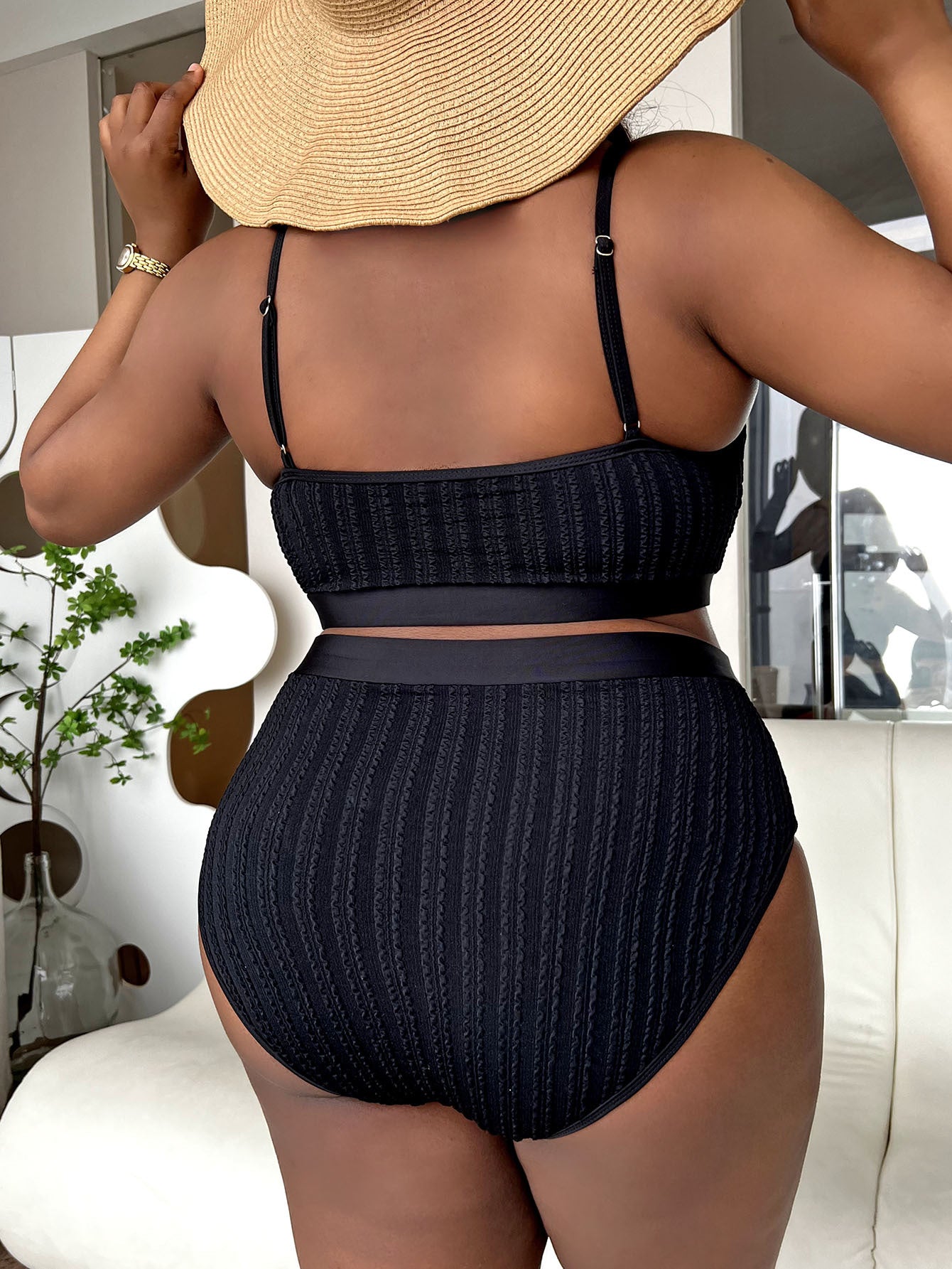 "Black Stallion" Plus Size Crop Top Swimsuit with Matching Full Size Bottoms