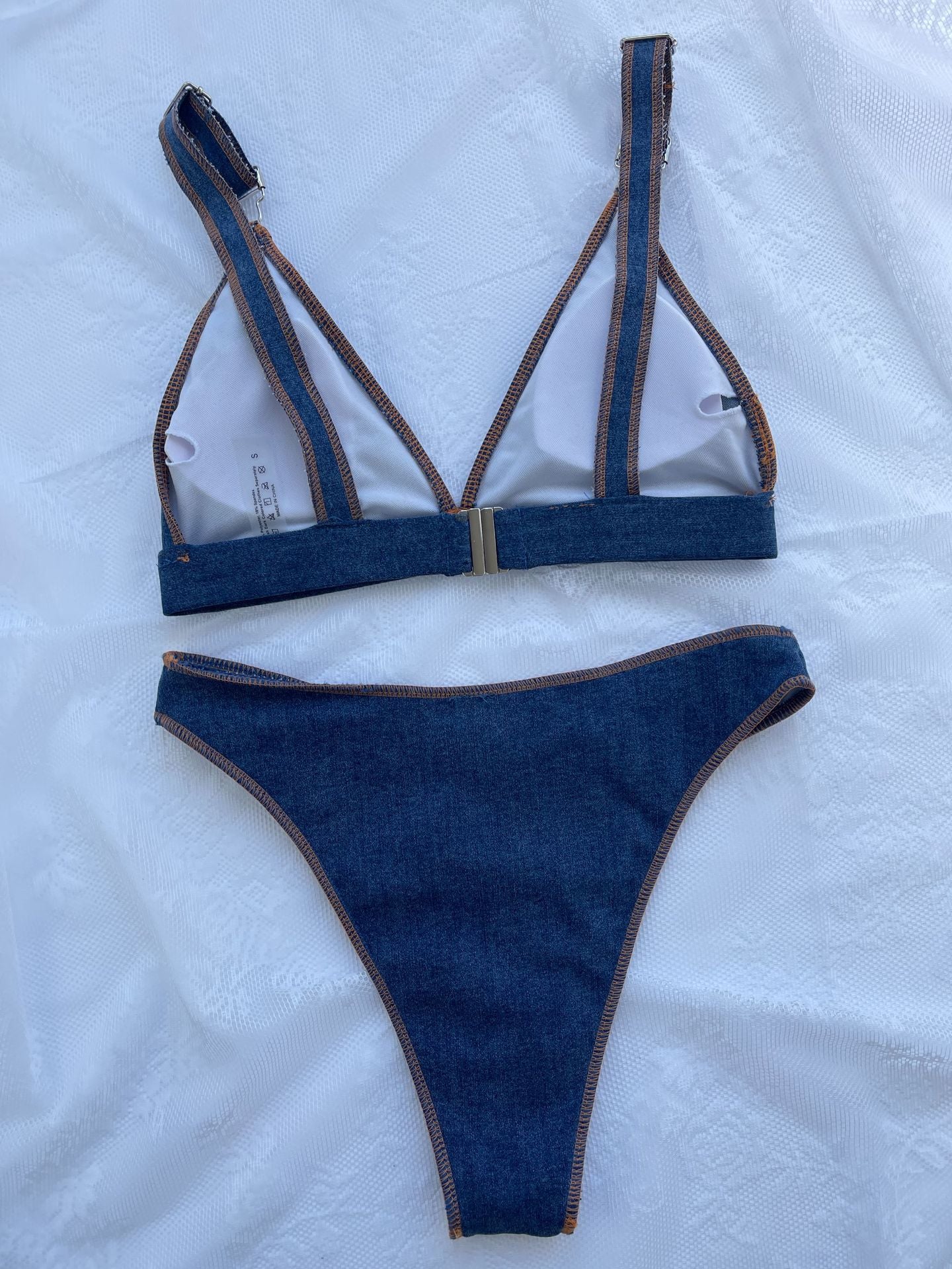 "Genie" Denim Blue Halter Two-Piece Bikini