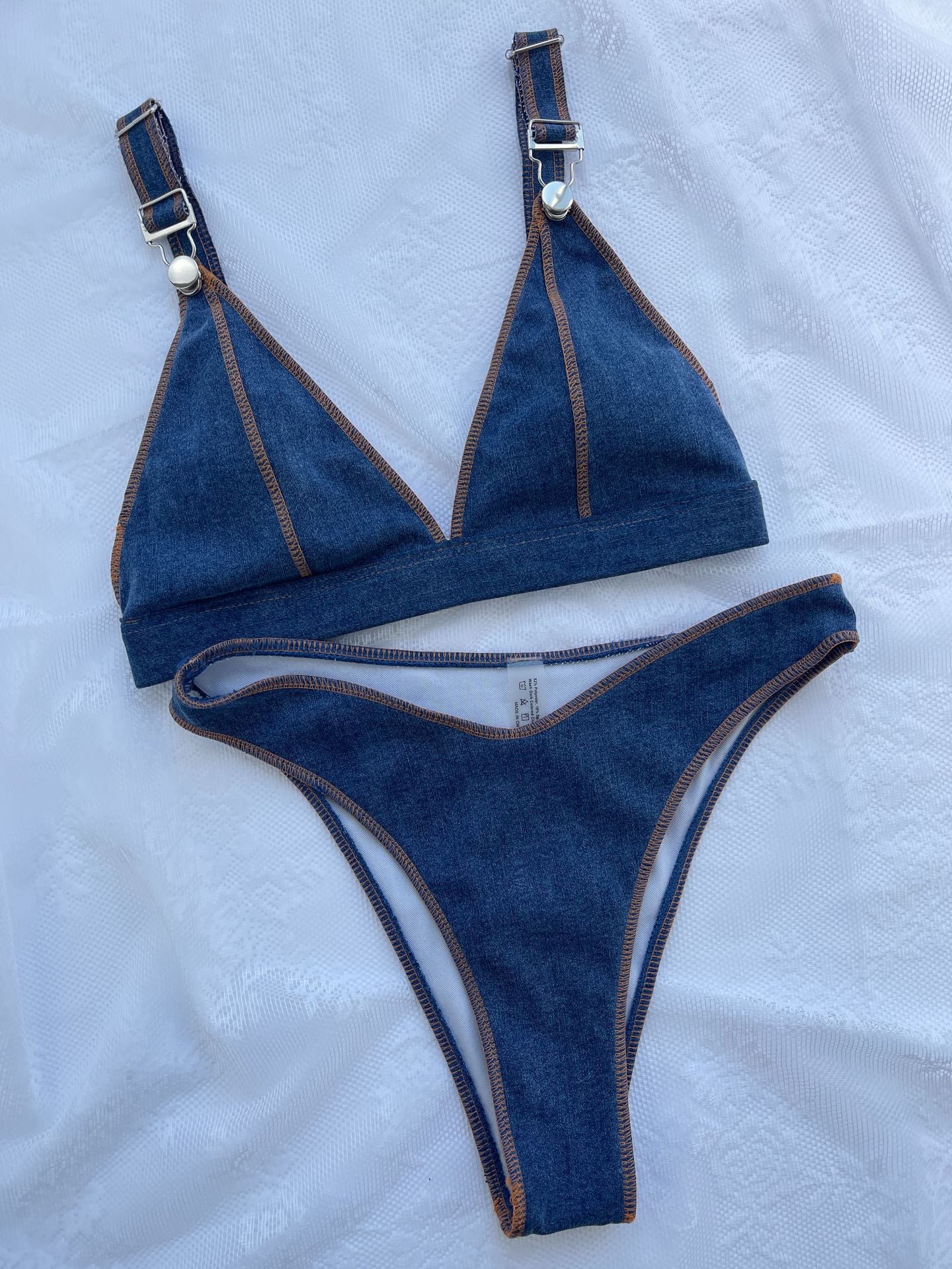 "Genie" Denim Blue Halter Two-Piece Bikini